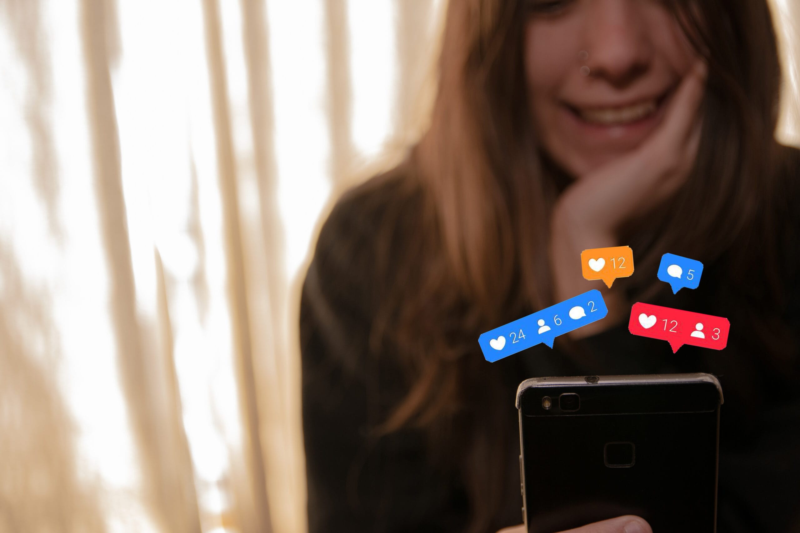 Shot of a happy girl having fun in social media Shot of a happy girl having fun in social media